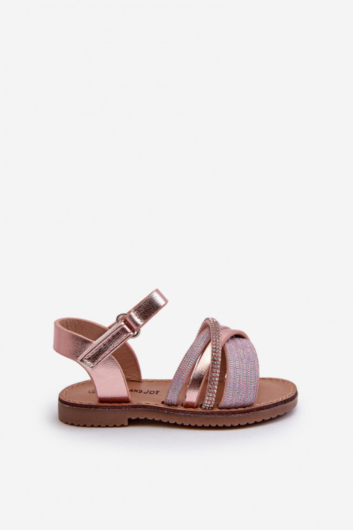 spīdīgs Bērnu sandales ar lipīgām aizdarēm Rozā krāsas Delphina
