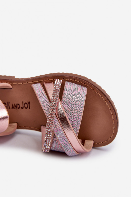 spīdīgs Bērnu sandales ar lipīgām aizdarēm Rozā krāsas Delphina