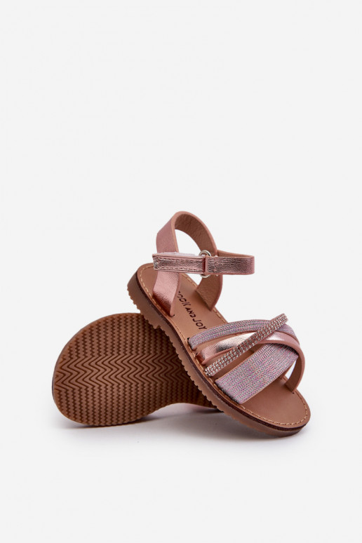 spīdīgs Bērnu sandales ar lipīgām aizdarēm Rozā krāsas Delphina