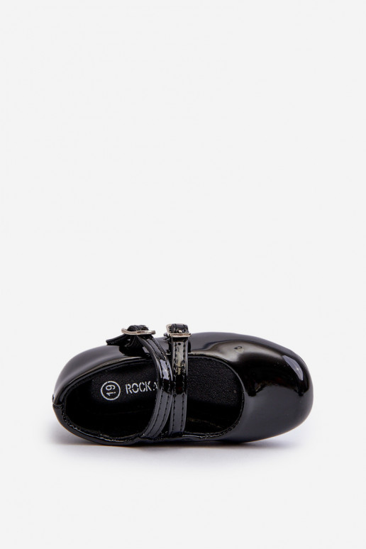 Laque balerīnas   Bērnu apavi ar siksniņām melnas krāsas Margenis Laque balerīnas   Bērnu apavi ar siksniņām melnas krāsas Margenis