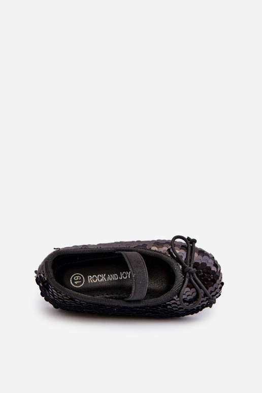 balerīnas   Bērnu apavi Ozdobione Cekinami melnas krāsas Weries balerīnas   Bērnu apavi Ozdobione Cekinami melnas krāsas Weries