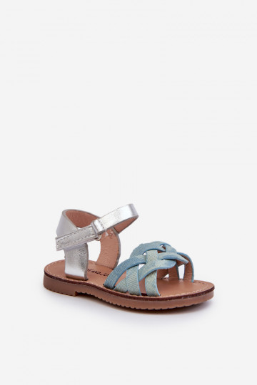 sandales Bērnu apavi ar lipīgām aizdarēm Z Przeplatającymi Się Paseczkami Zilas krāsas Dianttha 2