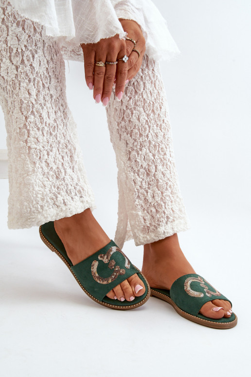 Sieviešu dzīvoklis Čības ar zvīņām S.Barski KV27-052 Zaļas krāsas Sieviešu dzīvoklis Čības ar zvīņām S.Barski KV27-052 Zaļas krāsas