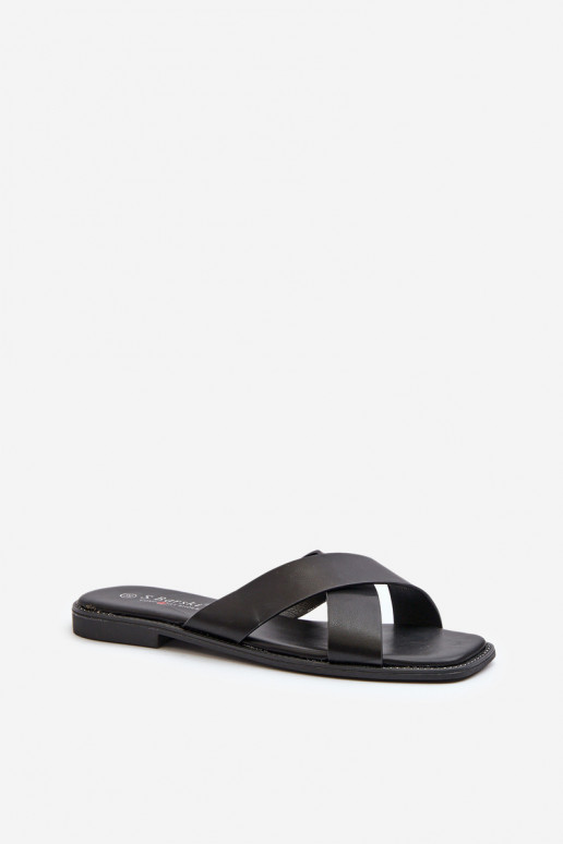 sieviešu čības ar platiem papēžiem no eko ādas S.Barski KV27-002 melnas krāsas sieviešu čības ar platiem papēžiem no eko ādas S.Barski KV27-002 melnas krāsas