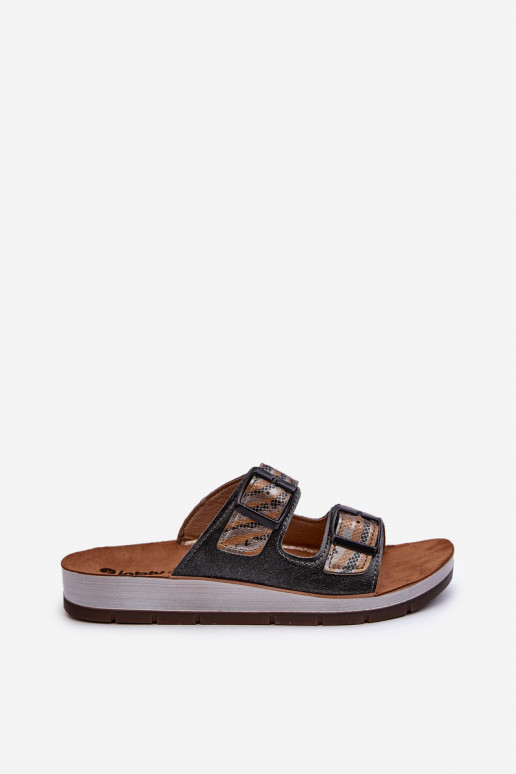 Ērtas sieviešu čības ar sprādzēm Inblu CP000045 melnas krāsas