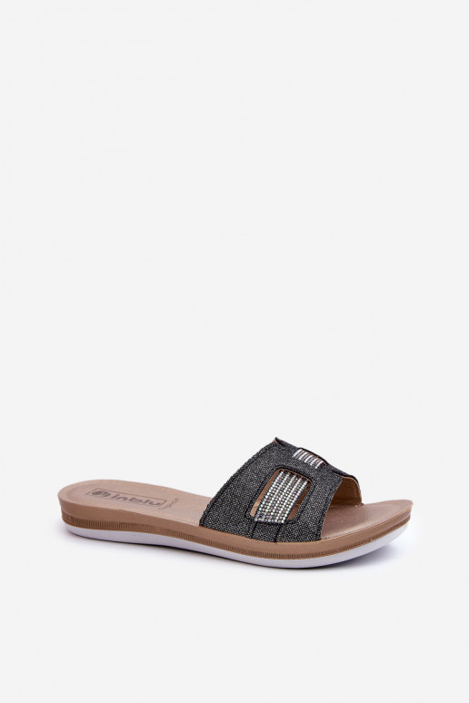 Ērtas spīdīgas čības   Inblu BA000050 melnas krāsas