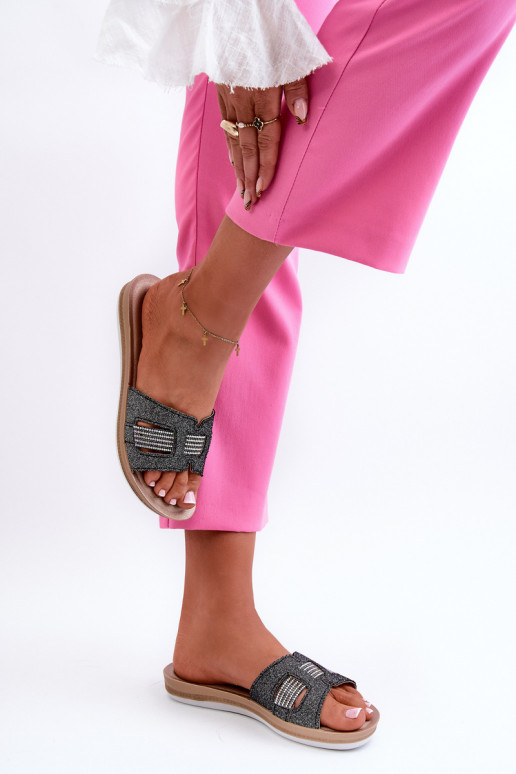 Ērtas spīdīgas čības   Inblu BA000050 melnas krāsas