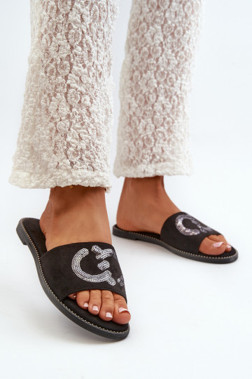 Sieviešu dzīvoklis Čības ar zvīņām S.Barski KV27-052 melnas krāsas 2