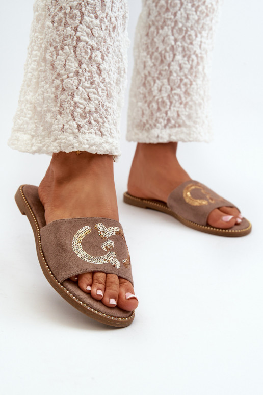 Sieviešu dzīvoklis Čības ar zvīņām S.Barski KV27-052 brūnas krāsas Sieviešu dzīvoklis Čības ar zvīņām S.Barski KV27-052 brūnas krāsas