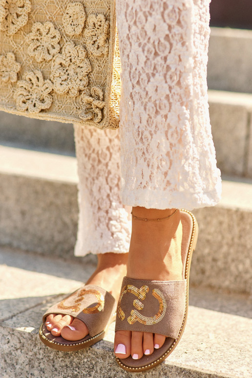 Sieviešu dzīvoklis Čības ar zvīņām S.Barski KV27-052 brūnas krāsas Sieviešu dzīvoklis Čības ar zvīņām S.Barski KV27-052 brūnas krāsas