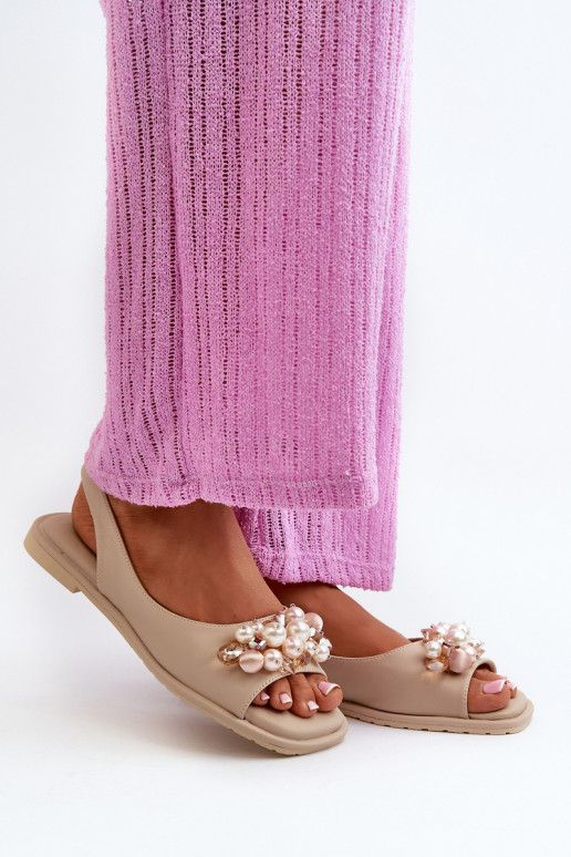 Sieviešu basenes ar skaistām detaļām S.Barski KV27-004 smilšu krāsas Sieviešu basenes ar skaistām detaļām S.Barski KV27-004 smilšu krāsas