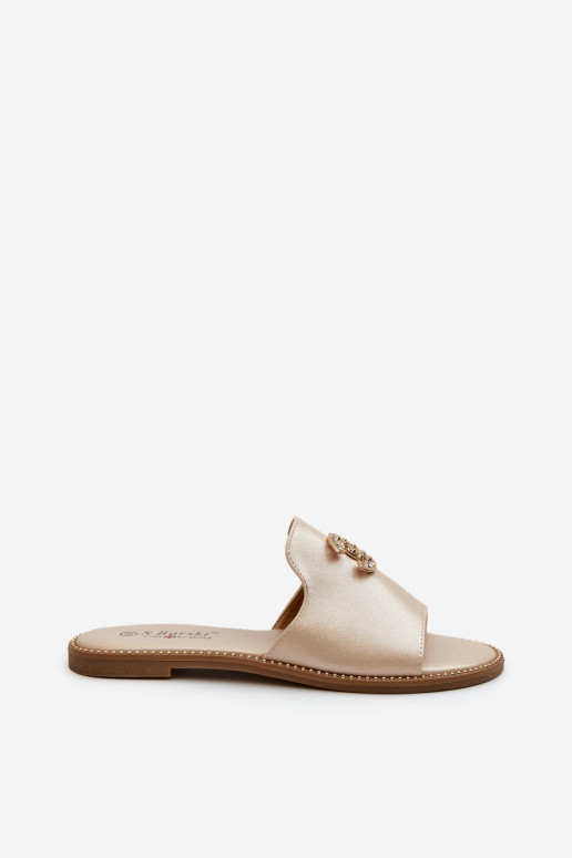 Eleganta stila sieviešu čības spīdīgs ar ornamentiem S.Barski KV27-050 Zelta krāsas