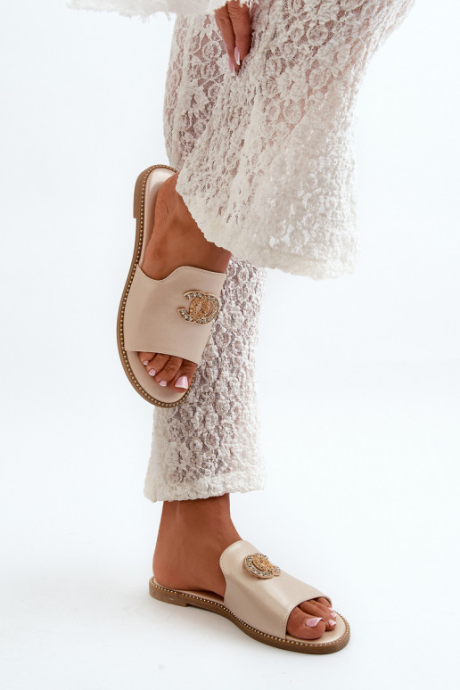 Eleganta stila sieviešu čības spīdīgs ar ornamentiem S.Barski KV27-050 Zelta krāsas