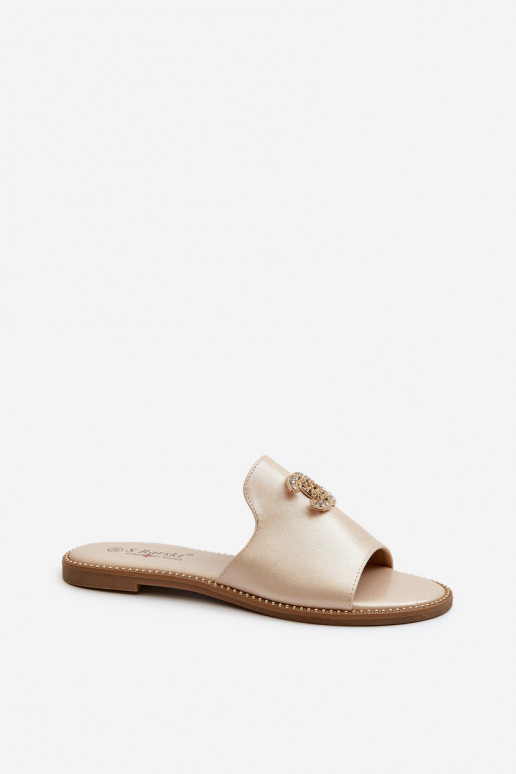 Eleganta stila sieviešu čības spīdīgs ar ornamentiem S.Barski KV27-050 Zelta krāsas