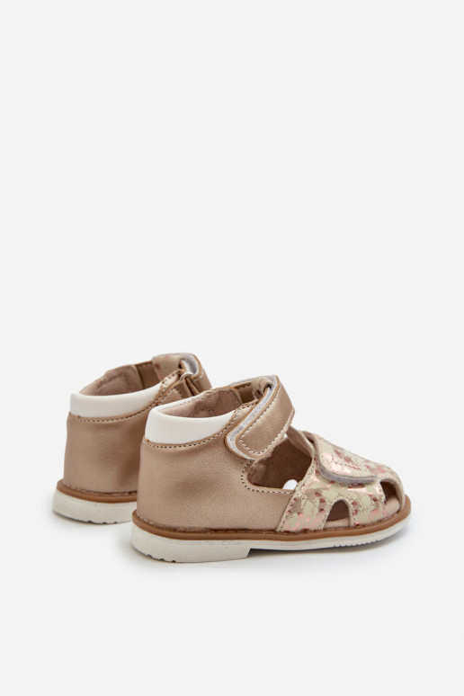 Bērnu apavi Rakstaina sandales ar lipīgām aizdarēm Zelta krāsas Maellita