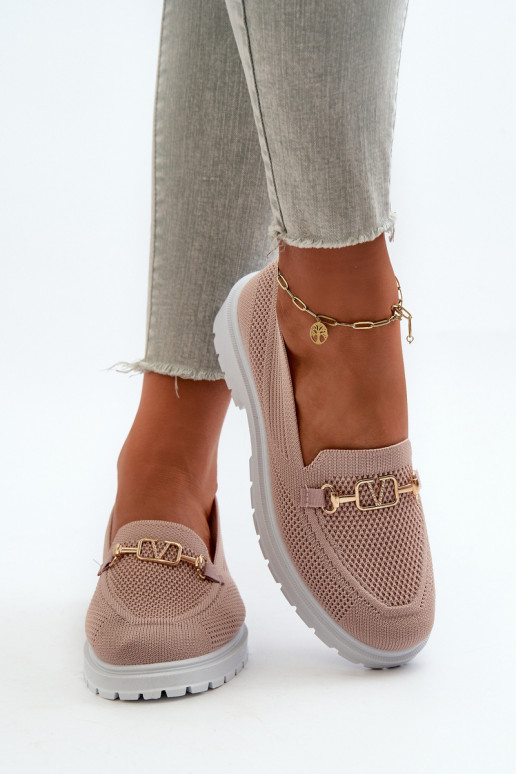 Sievišķīgs Mokasīni ar platiem papēžiem Ze Zelta krāsasm Detalem Rozā krāsas Limentia