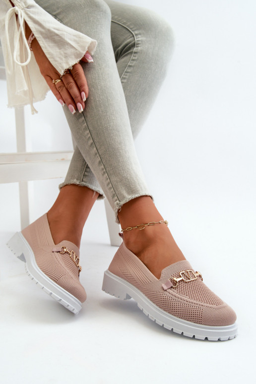 Sievišķīgs Mokasīni ar platiem papēžiem Ze Zelta krāsasm Detalem Rozā krāsas Limentia