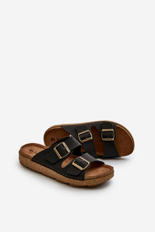 Viegli Ērtas čības Vīrieši ar sprādzēm Inblu MT000016 melnas krāsas