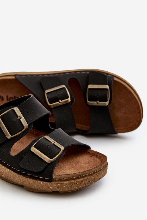 Viegli Ērtas čības Vīrieši ar sprādzēm Inblu MT000016 melnas krāsas