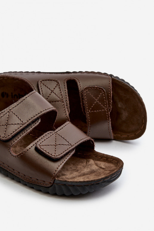 Ērtas čības Vīrieši Ar svītrām ar lipīgām aizdarēm Inblu FM00001U tumši brūnas krāsas