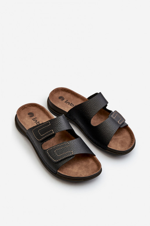 Ērtas čības Vīrieši Ar svītrām ar lipīgām aizdarēm Inblu GV00002I melnas krāsas