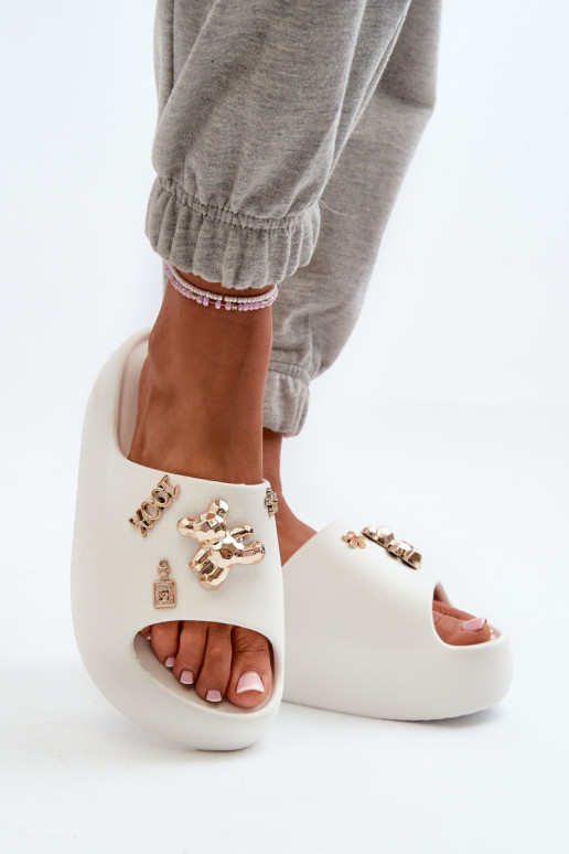 sieviešu čības Viegli Vieglas čības uz pirksta ar skaistām detaļām baltas krāsas Orchia