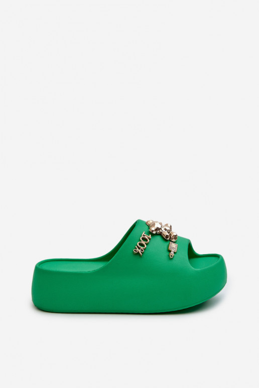 sieviešu čības Viegli Vieglas čības uz pirksta ar skaistām detaļām Zaļas krāsas Orchia