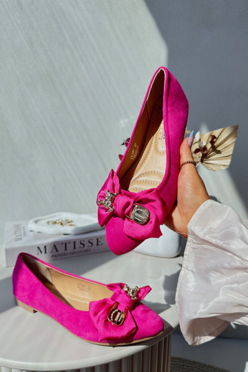 Sievišķīgs Eko Zamšādas balerīnas ar bantītēm I Broszką rozā krāsas Satris 2