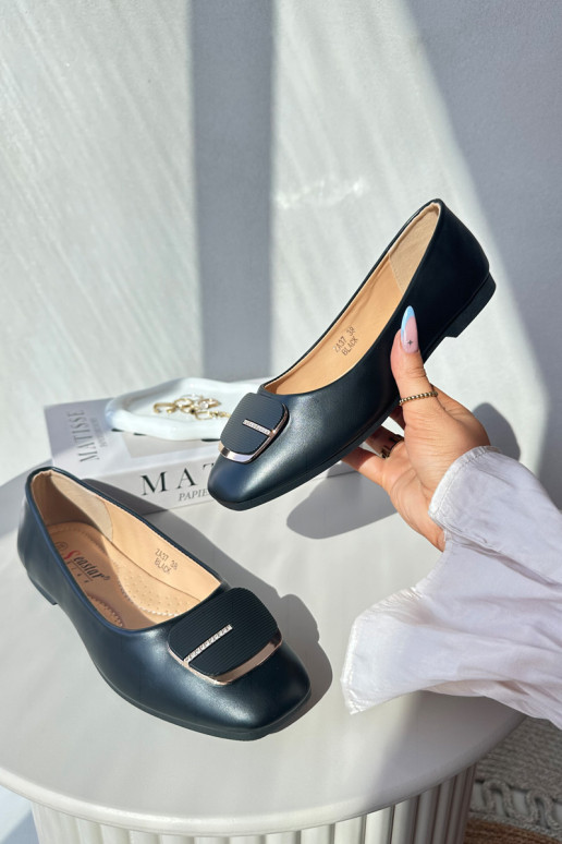 Balerīnas Sievišķīgs Eko Āda ar ornamentiem melnas krāsas Edoslli