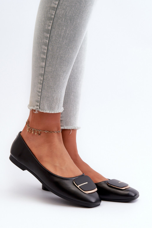 Balerīnas Sievišķīgs Eko Āda ar ornamentiem melnas krāsas Edoslli