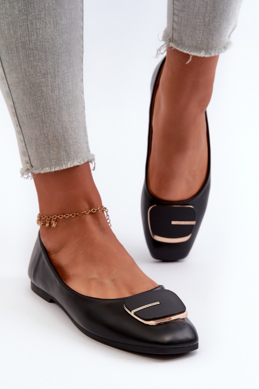 Balerīnas Sievišķīgs Eko Āda ar ornamentiem melnas krāsas Edoslli