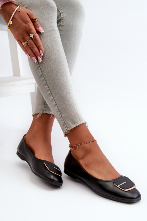 Balerīnas Sievišķīgs Eko Āda ar ornamentiem melnas krāsas Edoslli