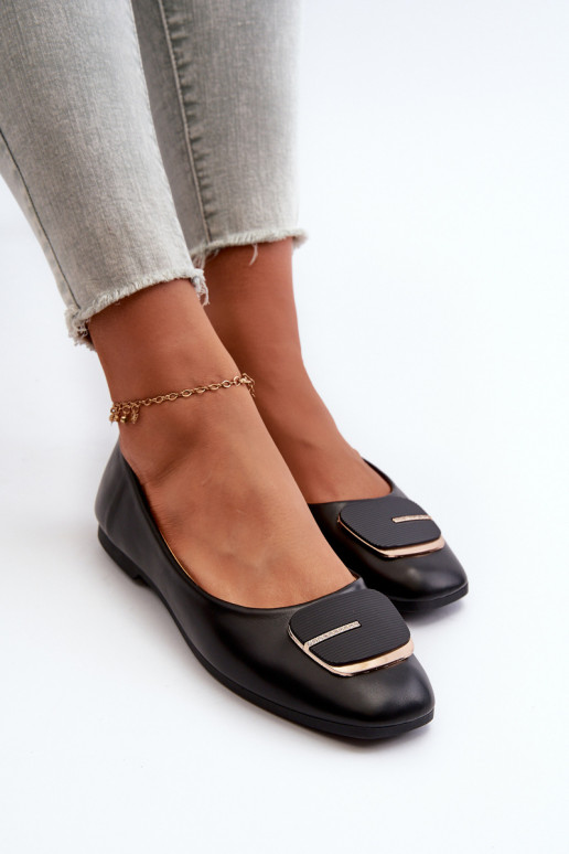 Balerīnas Sievišķīgs Eko Āda ar ornamentiem melnas krāsas Edoslli