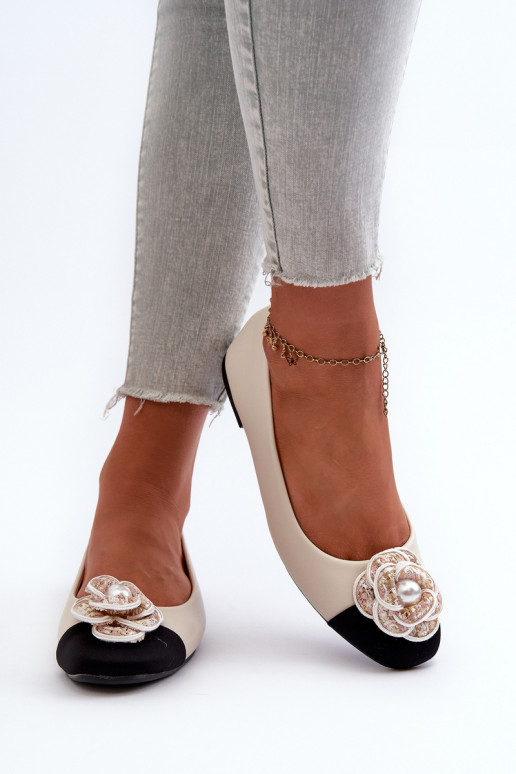 Balerīnas Sievišķīgs Eko Āda Ar dekorācijām Detalem smilšu krāsas Divinella