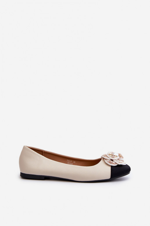 Balerīnas Sievišķīgs Eko Āda Ar dekorācijām Detalem smilšu krāsas Divinella