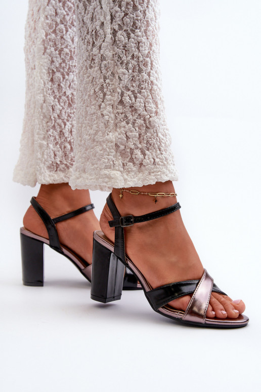 Eko Āda Elegantas augstpapēžu sandales Ieraksts melnas krāsas Abilica