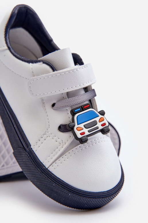 Bērnu kedu modeļu apavi brīvā laika apavi Z Przypinką Baltas-tumši zilas krāsas Pennyn