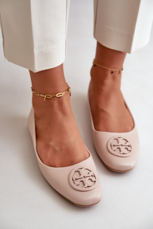 Balerīnas Sieviešu ar ornamentiem Eko Āda smilšu krāsas Rhodike