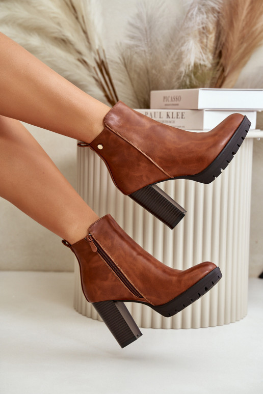 Sieviešu puszābaki siltināti Augstajā amatā Aizsprādzējamas Uz pili brūnas krāsas Bioria