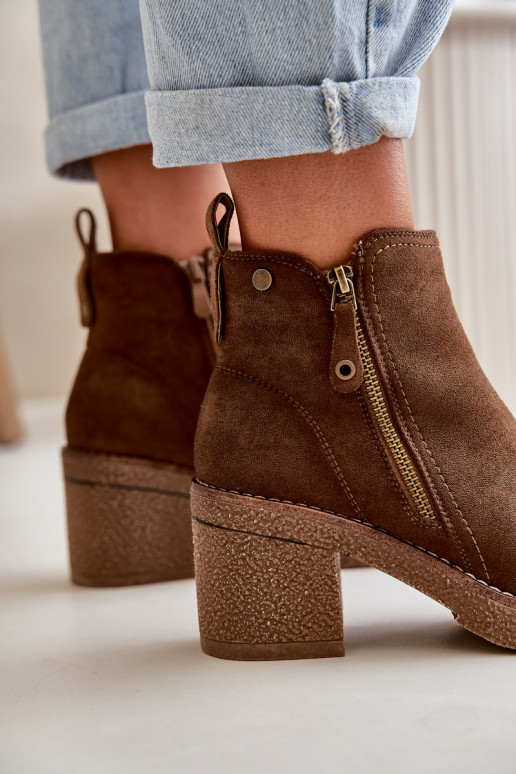 siltināti Sieviešu puszābaki Z Eko zamšādau tumši brūnas krāsas Velarilla