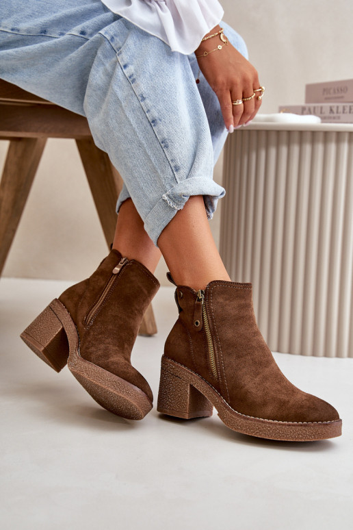 siltināti Sieviešu puszābaki Z Eko zamšādau tumši brūnas krāsas Velarilla