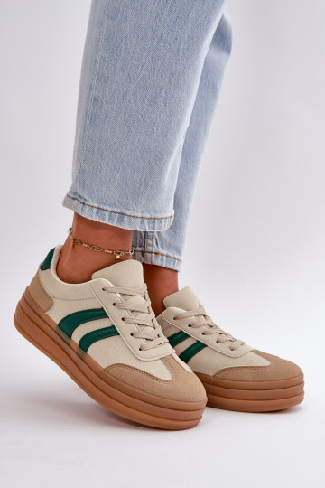 Sneakers modeļa apavi Sieviešu ar platformu smilšu krāsas-Zaļas krāsas Nesonice 2