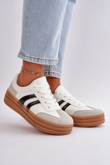 Sneakers modeļa apavi Sieviešu ar platformu Baltas-Pelēkas krāsas Nesonice 2