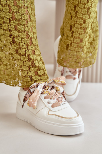 Sneakers modeļa apavi Sieviešu ar platformu Ar greznu Šņorēšanam baltas krāsas Mistra 2