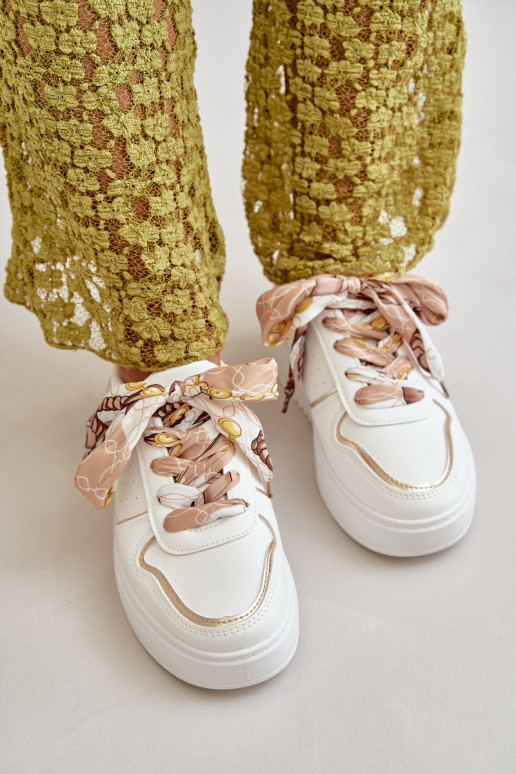 Sneakers modeļa apavi Sieviešu ar platformu Ar greznu Šņorēšanam baltas krāsas Mistra