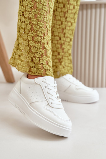 Sneakers modeļa apavi Sieviešu ar platformu Ar greznu Šņorēšanam baltas krāsas Mistra