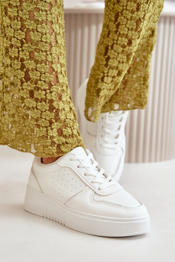 Sneakers modeļa apavi Sieviešu ar platformu Ar greznu Šņorēšanam baltas krāsas Mistra 2