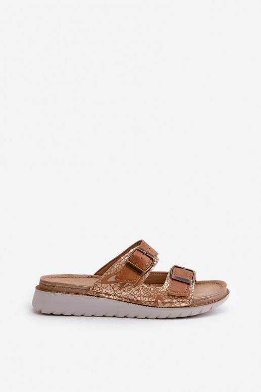 Sieviešu Ērtas čības ar sprādzēm Inblu CN000033 brūnas krāsas