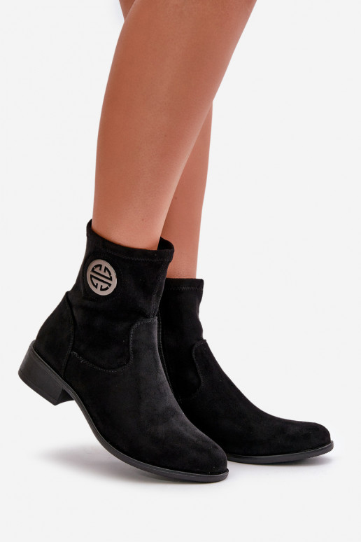 Sieviešu puszābaki Aizsprādzējamas Uz pili Ar greznu Detalem Eko zamšādaoIne melnas krāsas Lerioria Sieviešu puszābaki Aizsprādzējamas Uz pili Ar greznu Detalem Eko zamšādaoIne melnas krāsas Lerioria