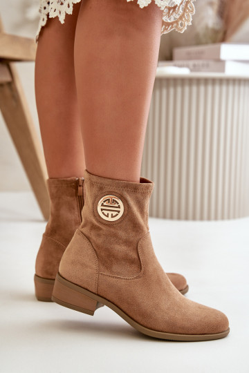 Sieviešu puszābaki Aizsprādzējamas Uz pili Ar greznu Detalem Eko zamšādaoIne smilšu krāsas Lerioria 2